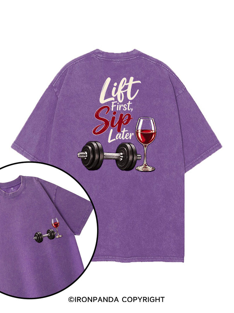 Lift First Sip Later printed Gym Shirt