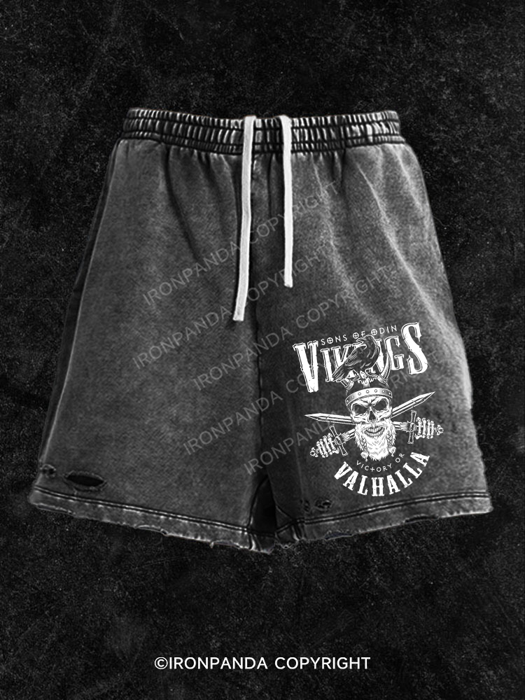 Vikings Valhalla  Washed Gym Shorts