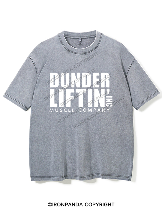dunder lifting muscle company Washed Gym Shirt