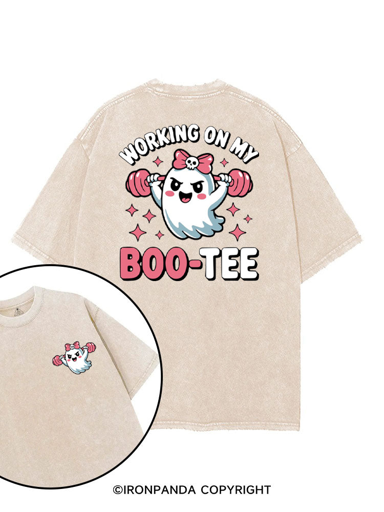 WORKING ON MY BOO-TEE CUTE GHOST printed Gym Shirt