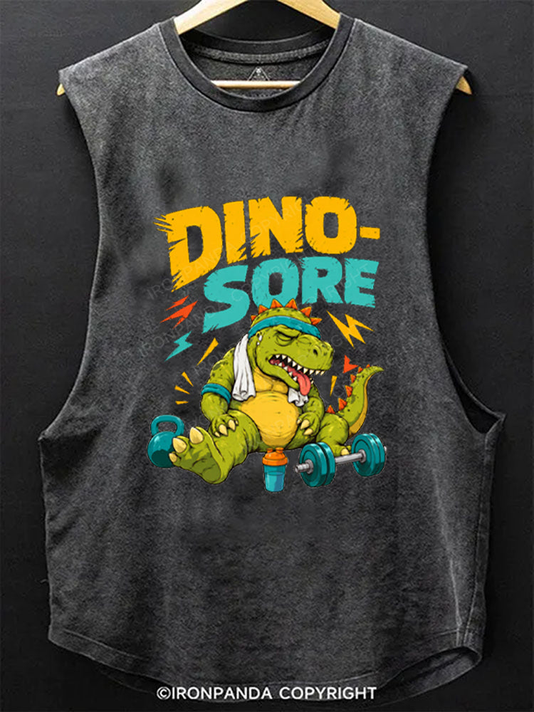 Dino Sore Gym Workout Exercise Scoop Bottom Cotton Tank