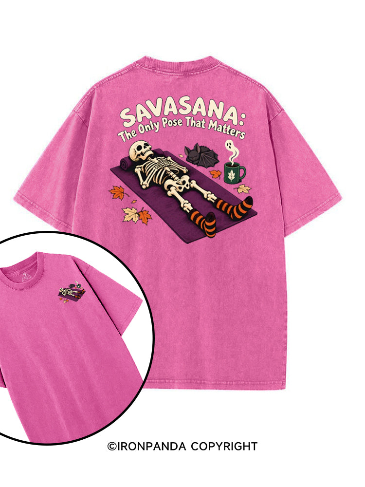 SAVASAVA THE ONLY POSE THAT MATTERS HALLOWEEN SKELETON printed Gym Shirt