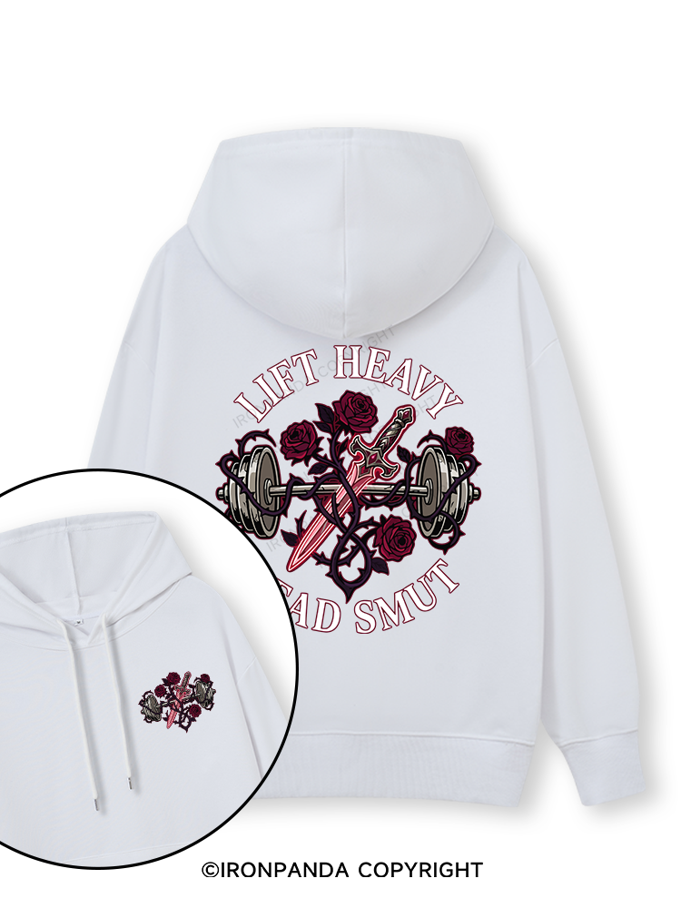 LIFT HEAVY READ SMUT Double-Sided Printed Classic Gym Hoodie