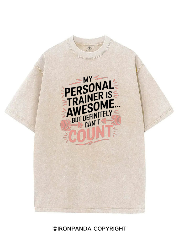My Personal Trainer is Awesome... But Definitely Can't Count VINTAGE GYM SHIRT