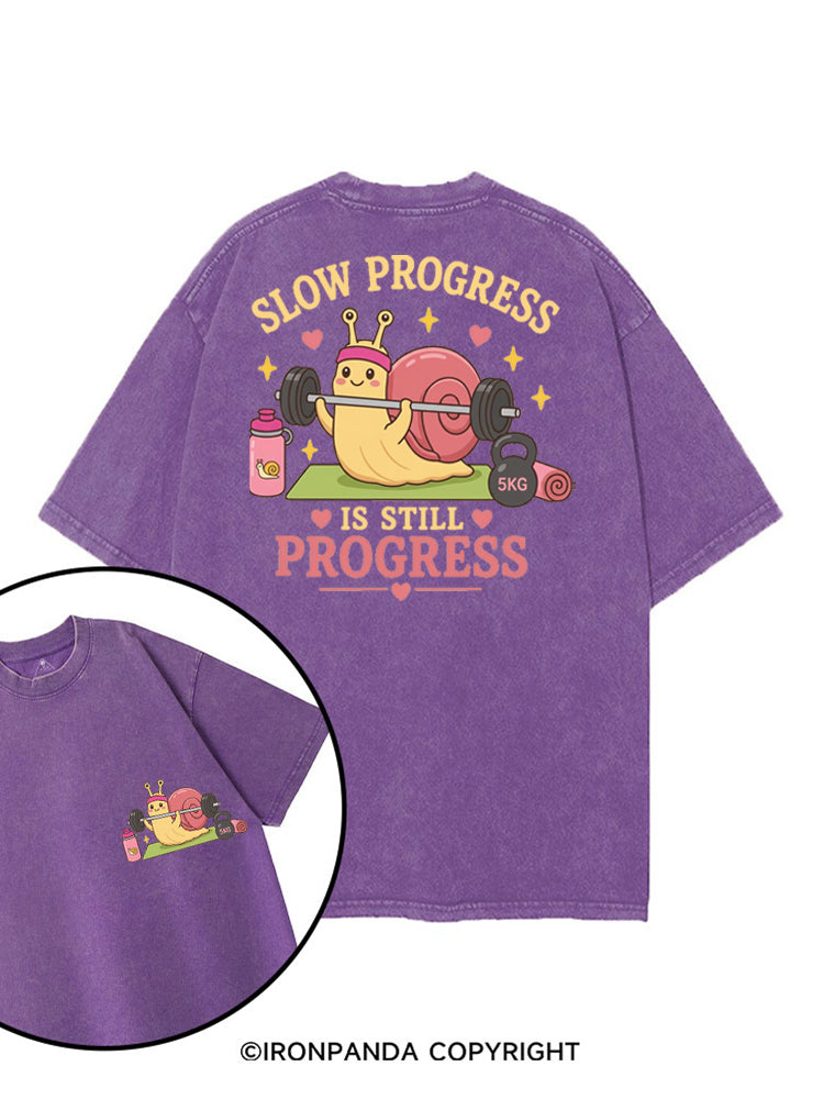 LOW PROGRESS IS STILL PROGRESS CUTE GYM SNAIL printed Gym Shirt