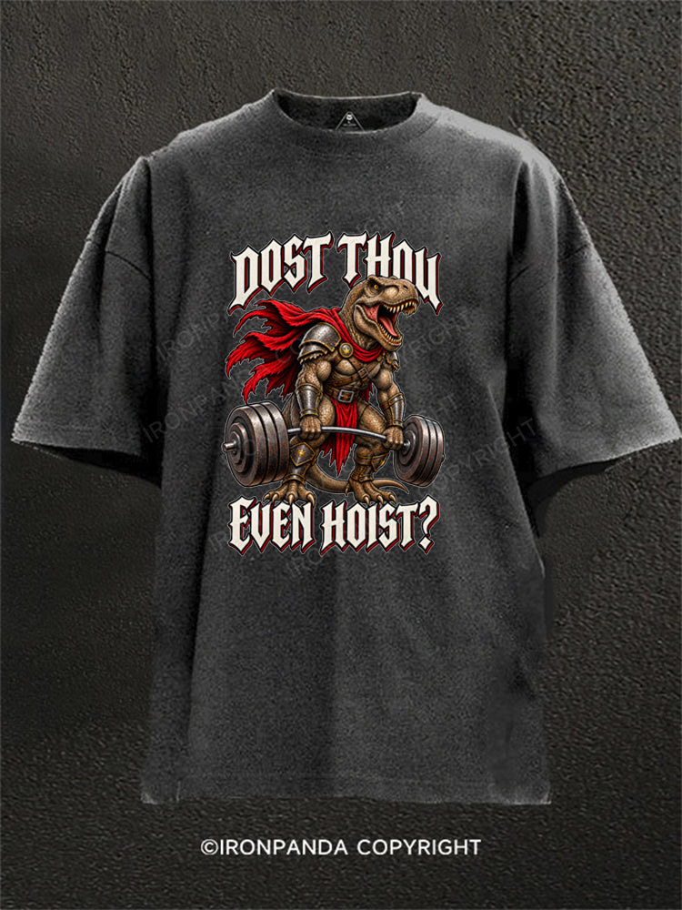 Dost Thou Even Hoist Funny T-Rex Dinosaur Washed Gym Shirt