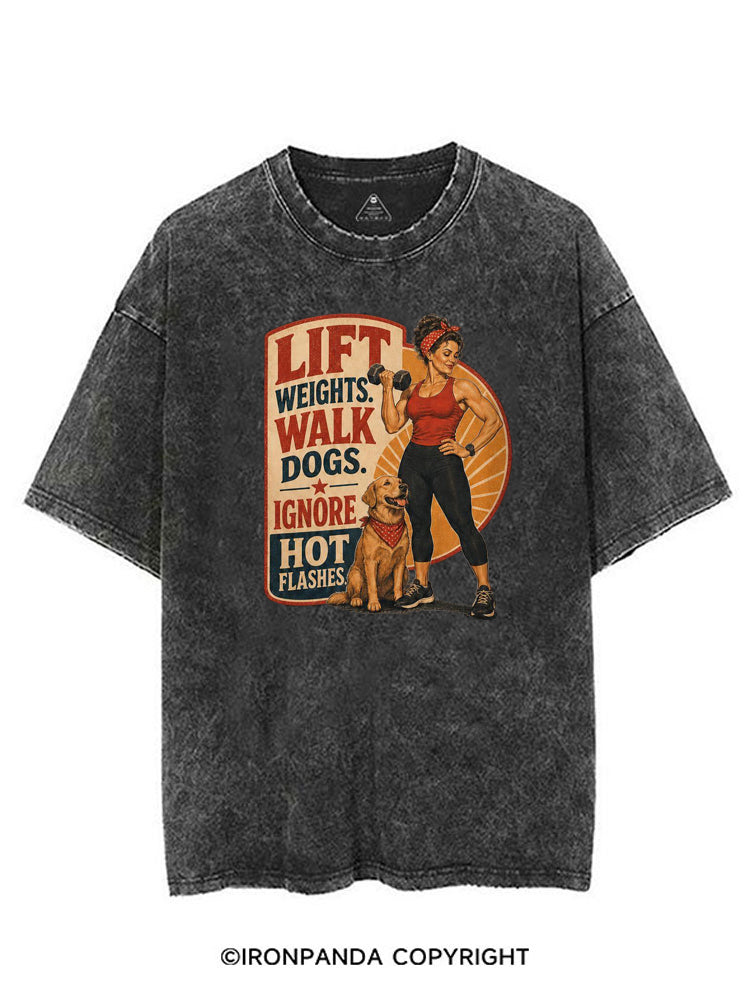 LIFT WEIGHTS WALK DOGS RETRO FITNESS VINTAGE GYM SHIRT
