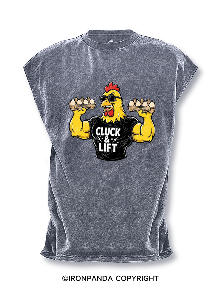 Cluck and Lift Muscle Chicken Cut Off Tank