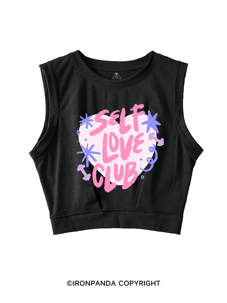 SELF LOVE GYM CLUB SLEEVELESS CROP TOPS