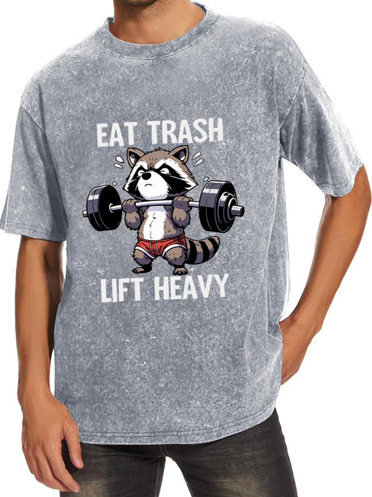 Eat Trash Lift Heavy Washed Gym Shirt
