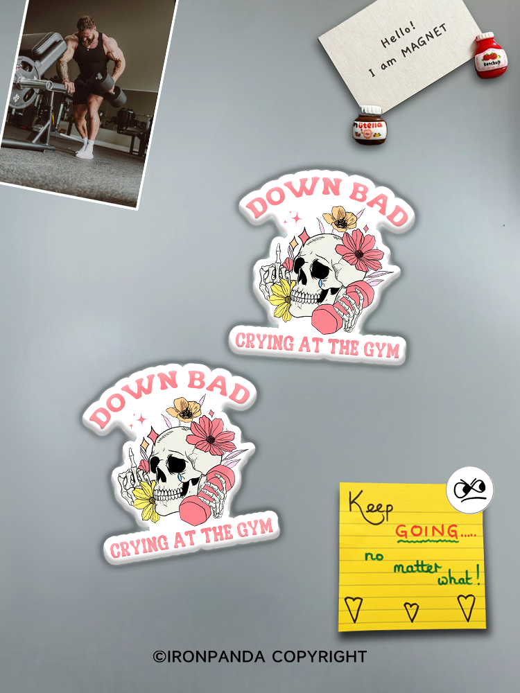IronPanda DOWN BAD CRYING AT THE GYM Fridge Magnet