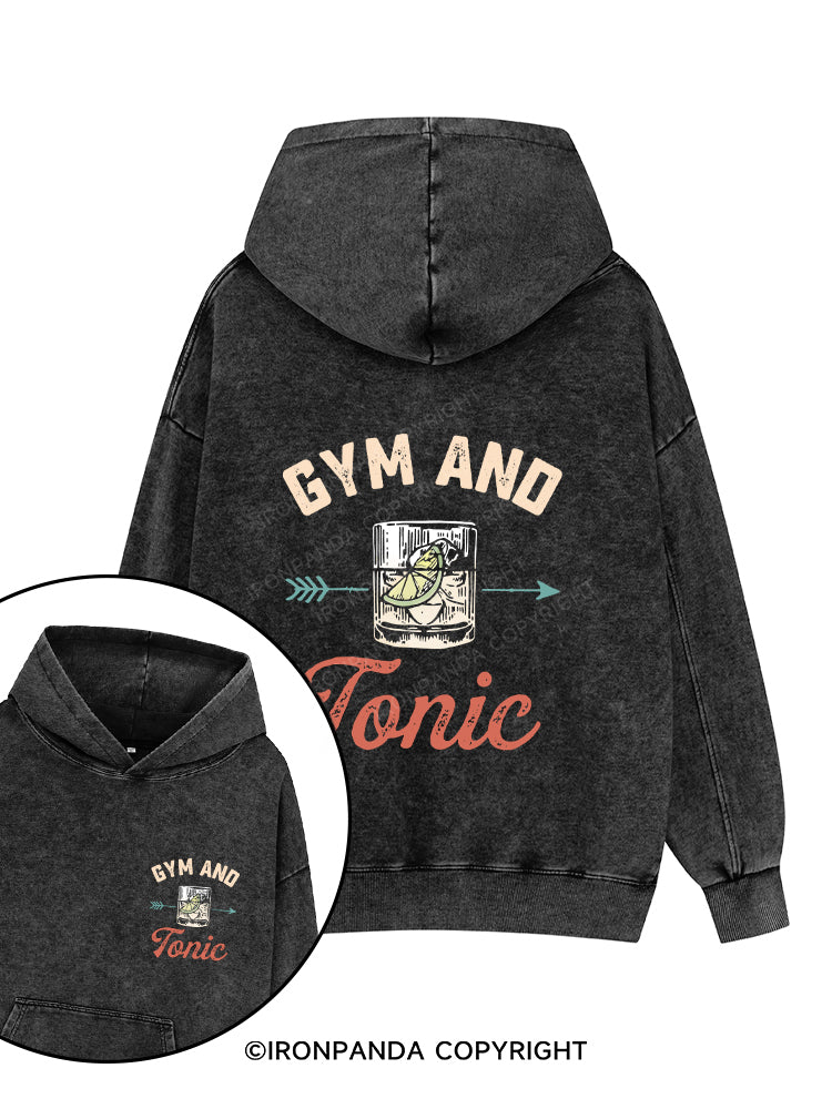 GYM AND TONIC GIN Printed Washed Gym Hoodie