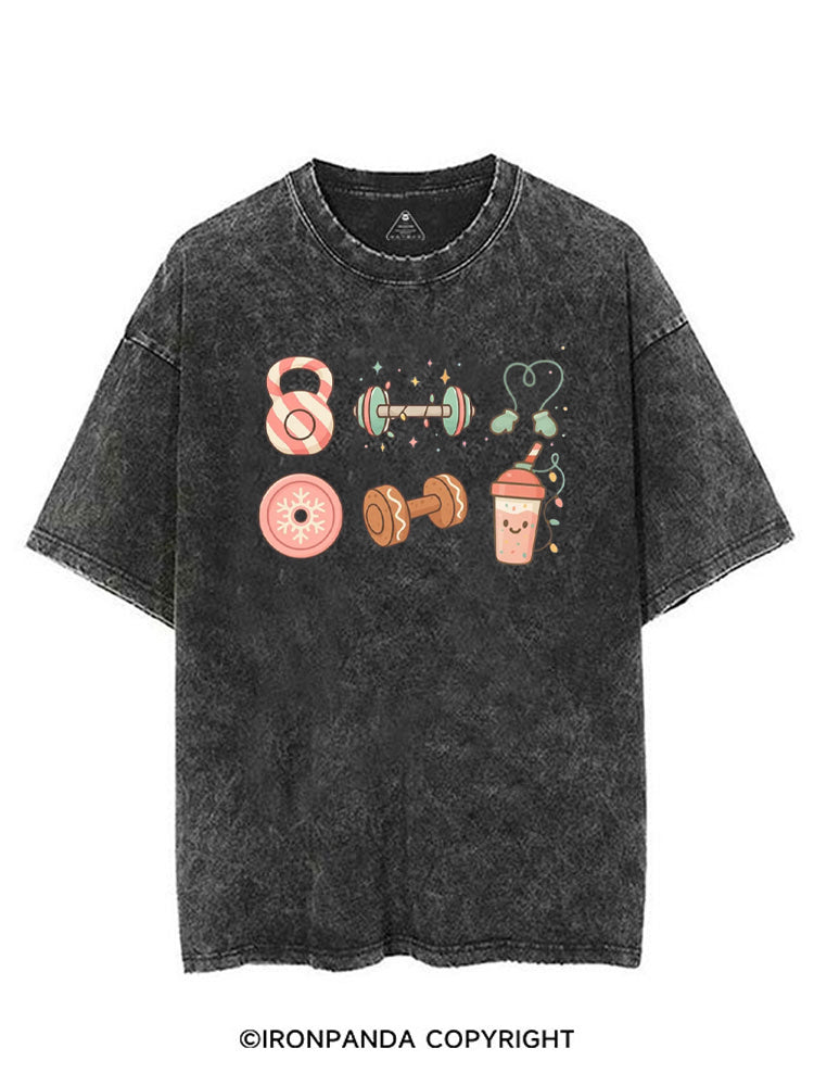 Candy Cane Kettlebell & Cookie Dumbbell Xmas VINTAGE GYM SHIRT