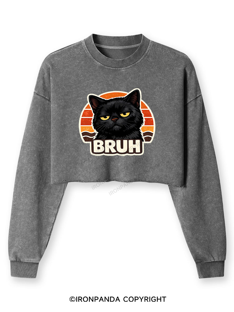 BRUH Washed Long-Sleeve Crop Top
