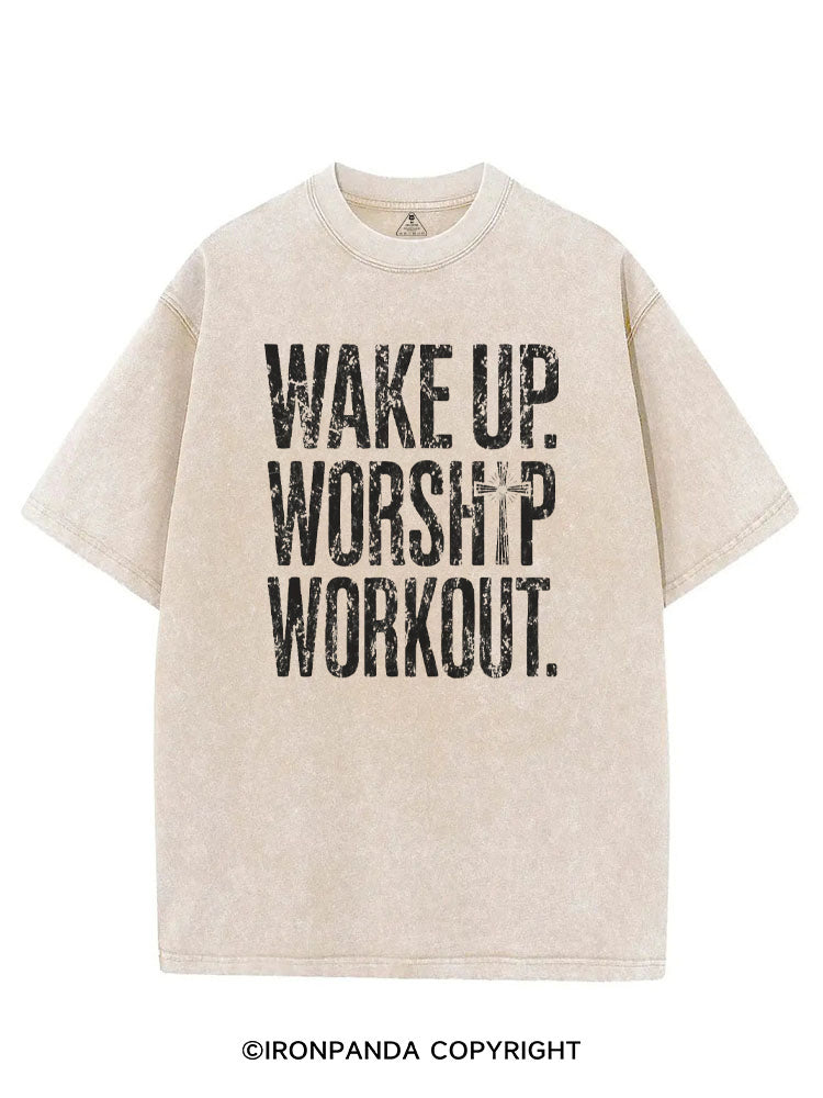 WAKE UP WORSHIP WORKOUT JESUS VINTAGE GYM SHIRT