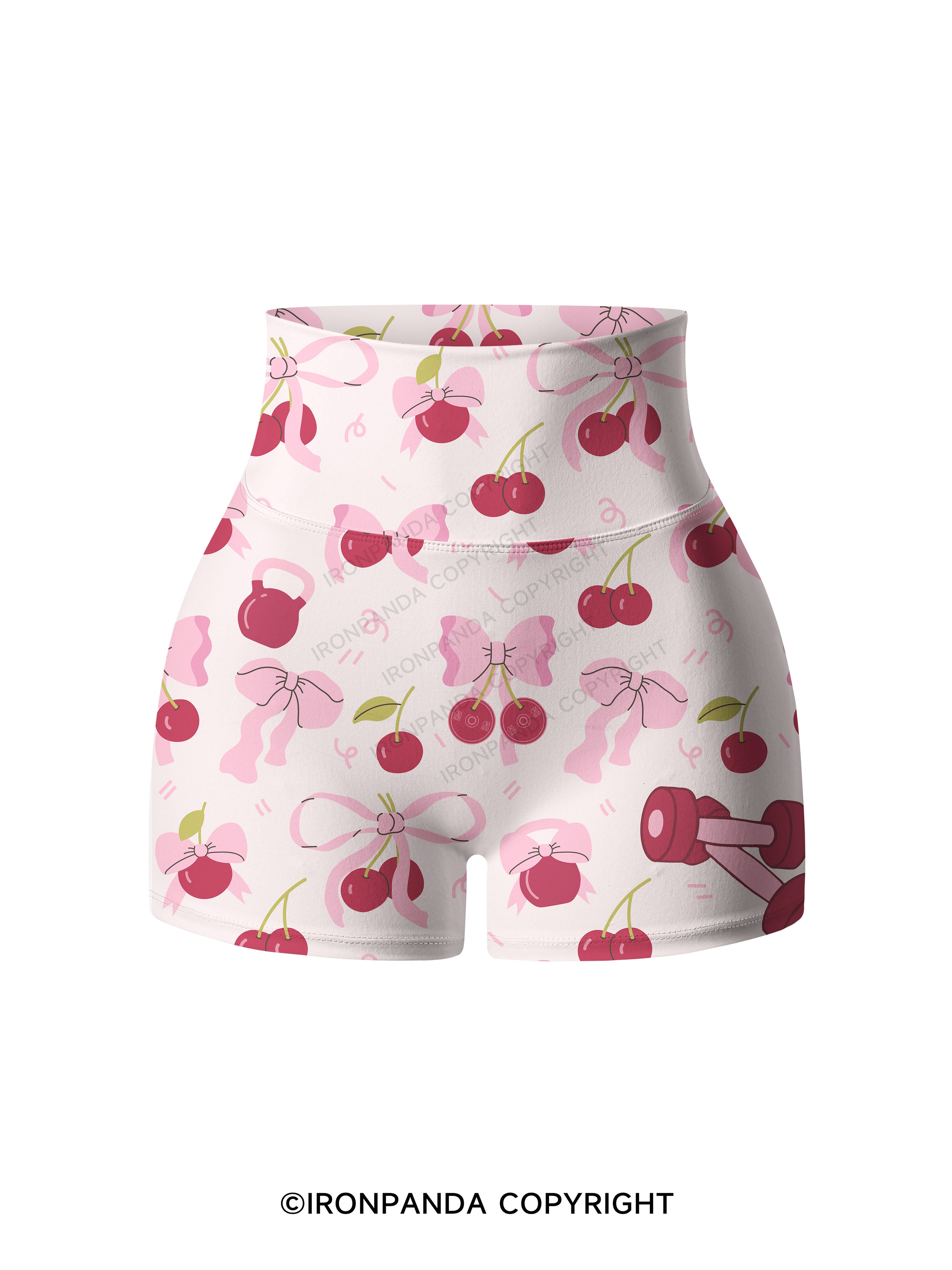 Pink Cherry Printed Yoga Shorts
