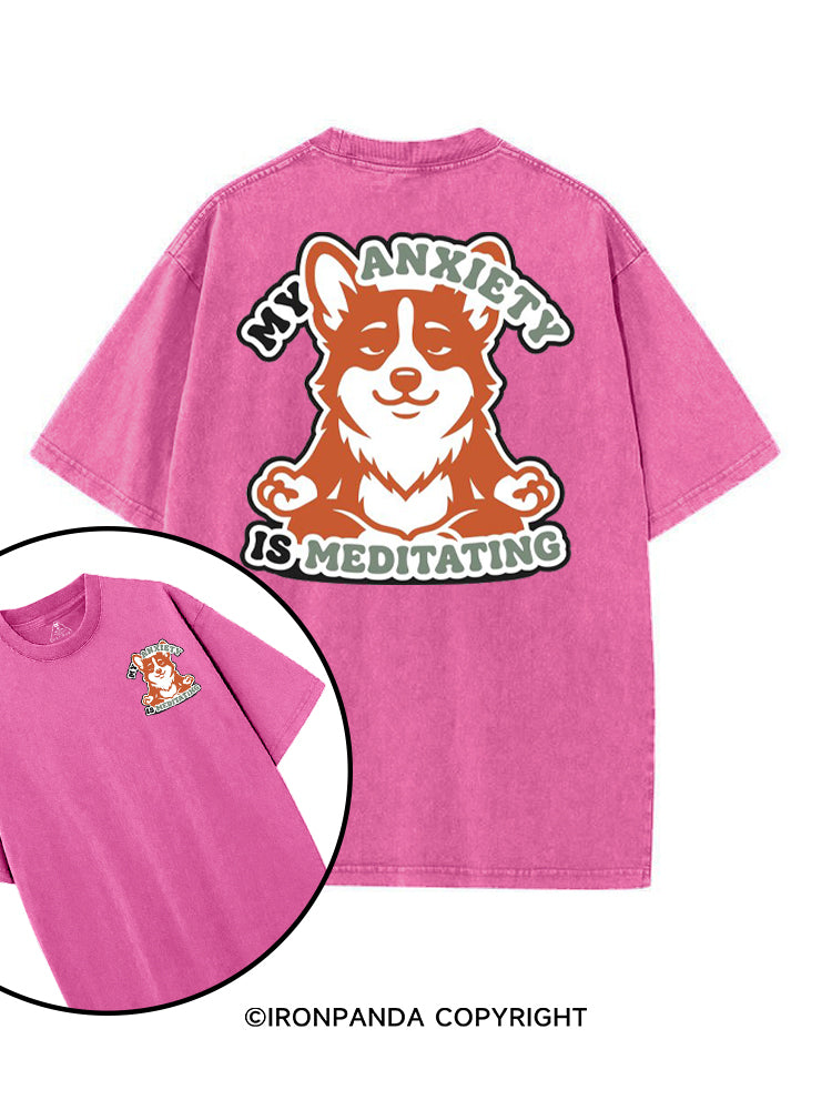 MY ANXIETY IS MEDITATING printed Gym Shirt