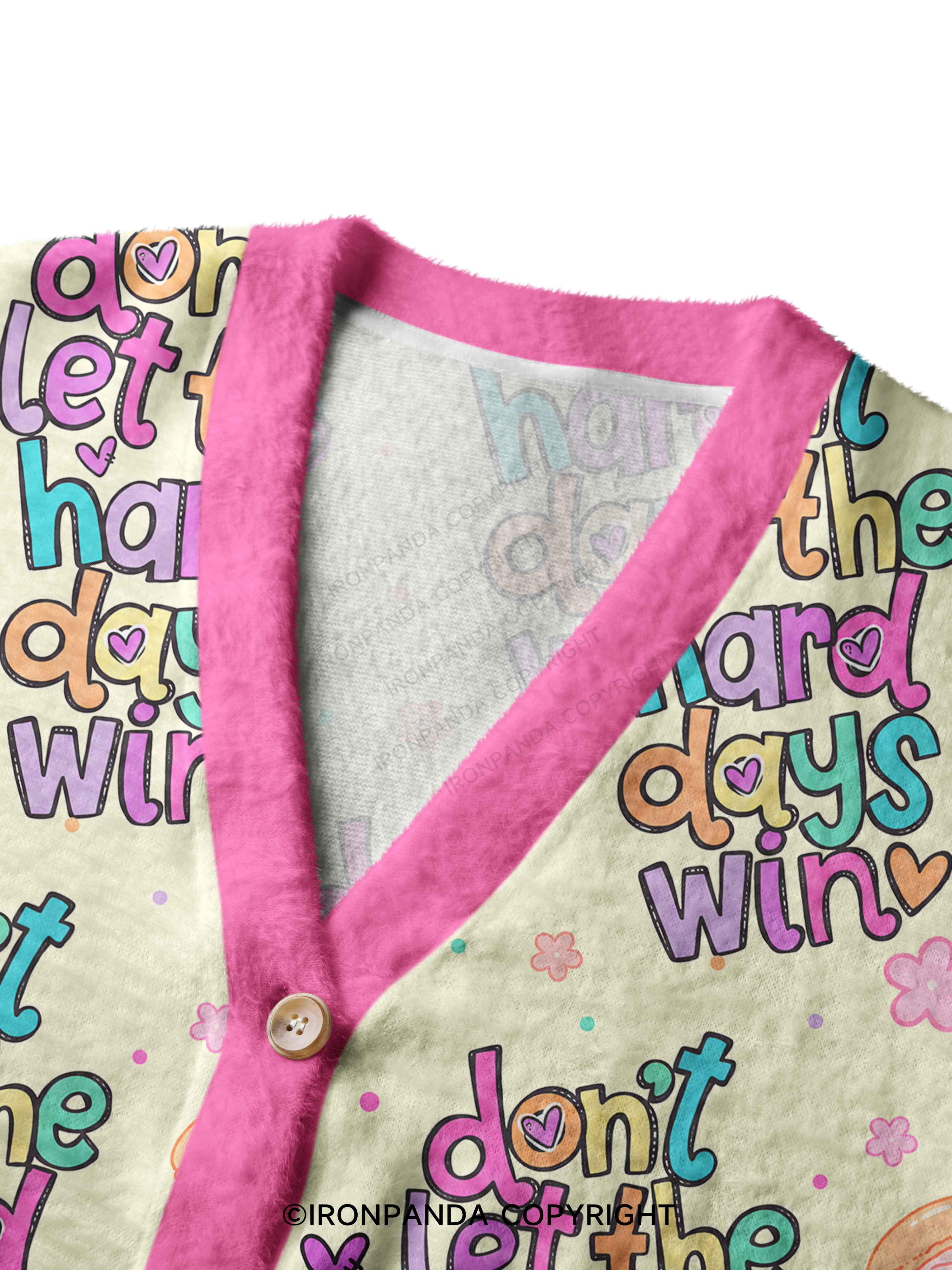DON'T LET THE HARD DAYS WIN Crop Ugly Cardigan Sweater