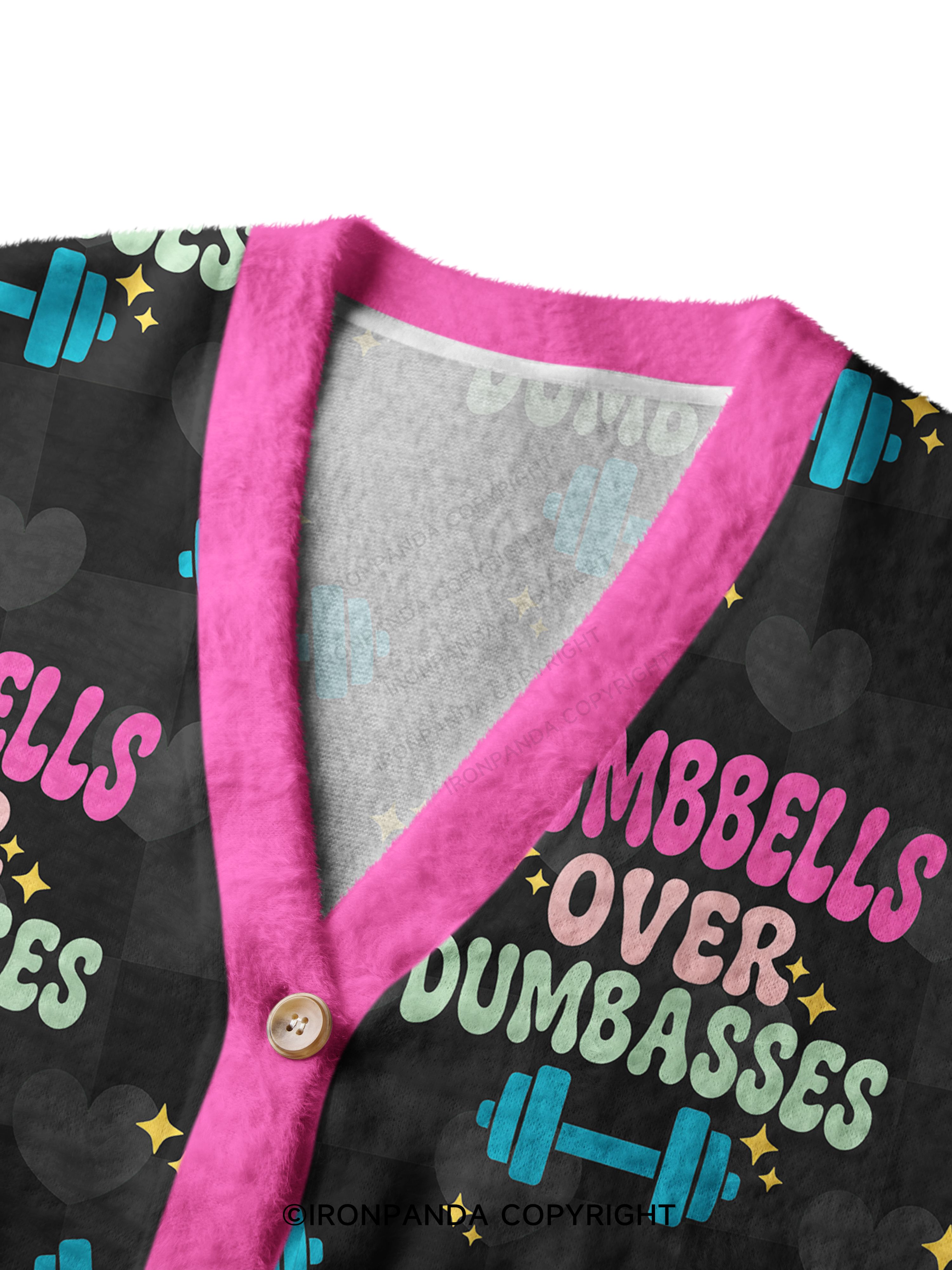 DUMBBELLS OVER DUMBASSES Crop Ugly Cardigan Sweater