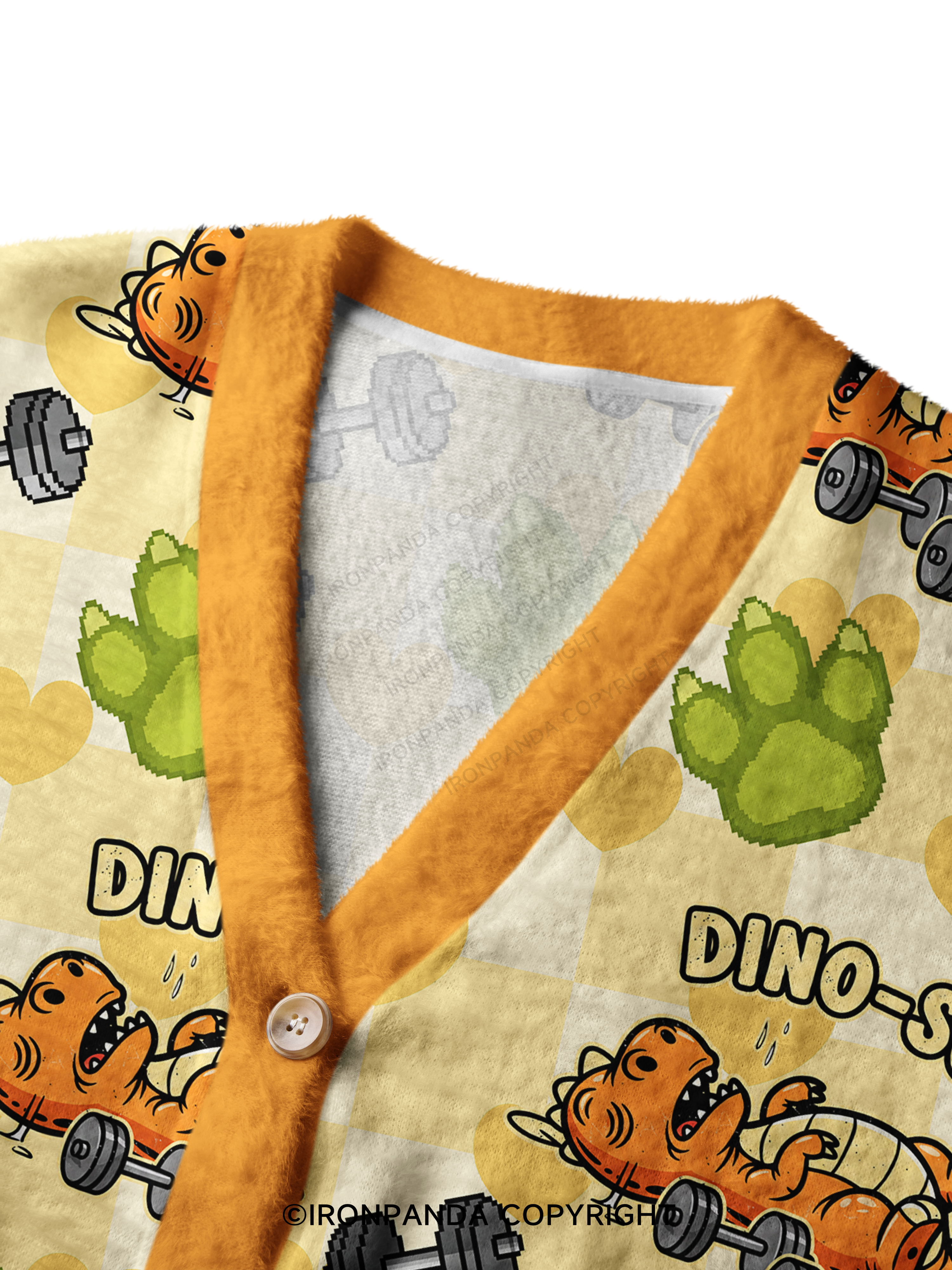 Dino-Sore Lifter Workout Crop Ugly Cardigan Sweater