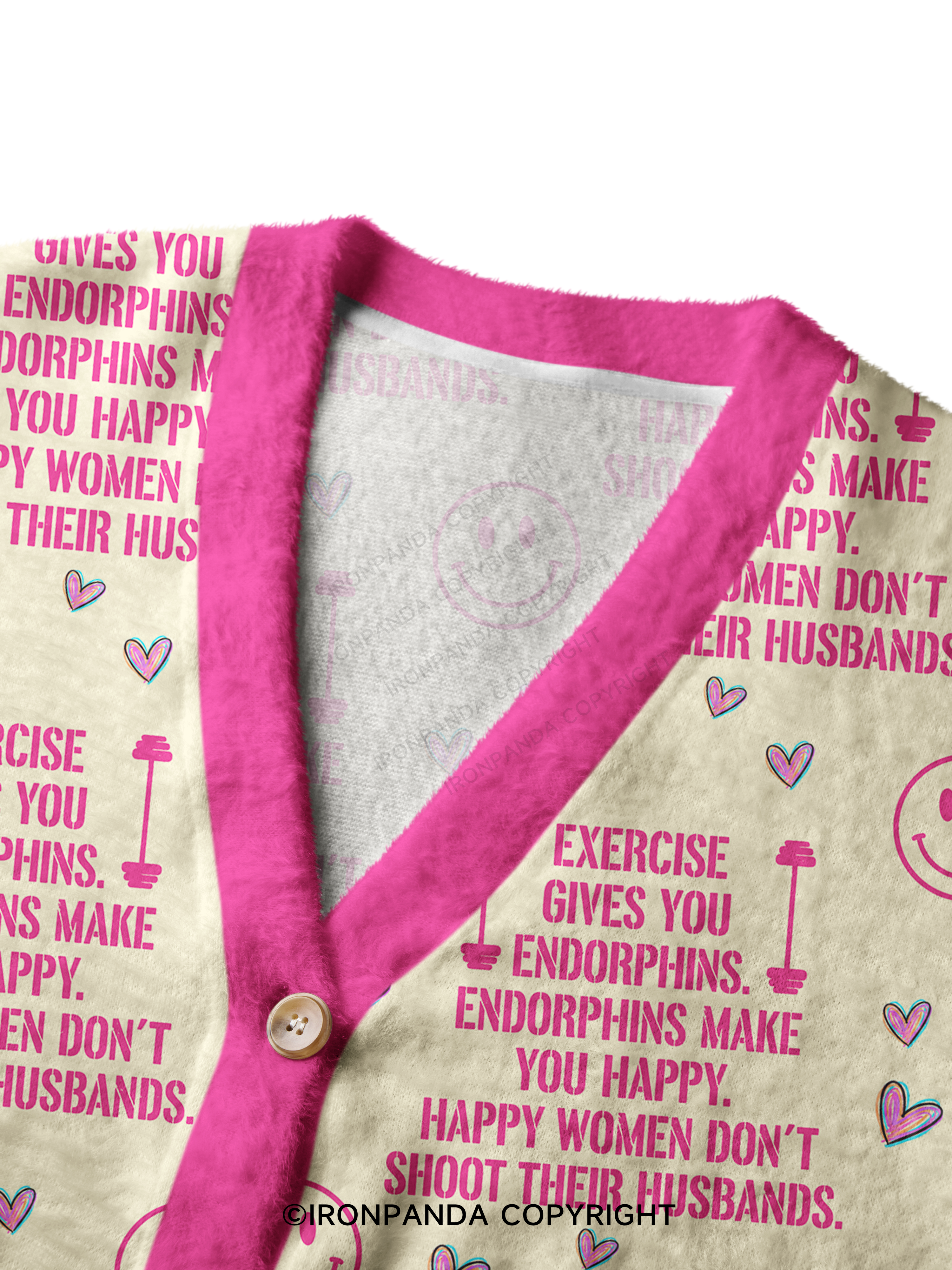 EXERCISE GIVES YOU ENDORPHINS PINK Crop Ugly Cardigan Sweater