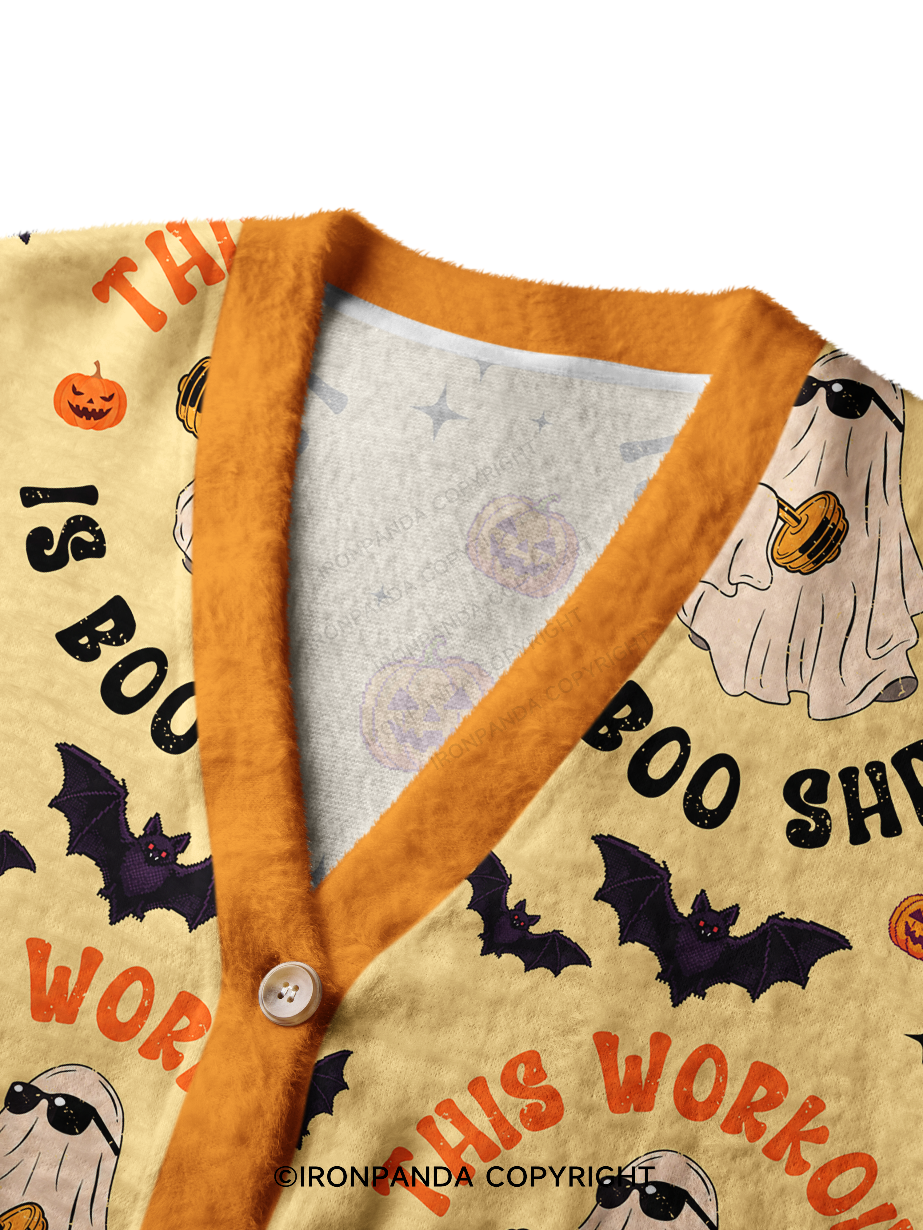 This Workout Is Boo Sheet Funny Ghost Crop Ugly Cardigan Sweater