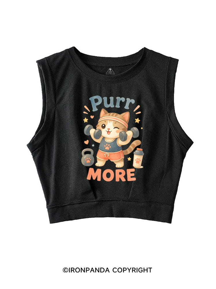 PURR MORE GYM KITTY SLEEVELESS CROP TOPS