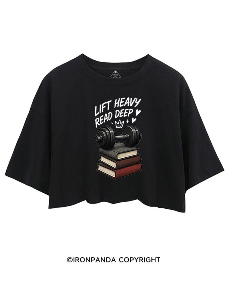 LIFT HEAVY READ DEEP CROP TOPS