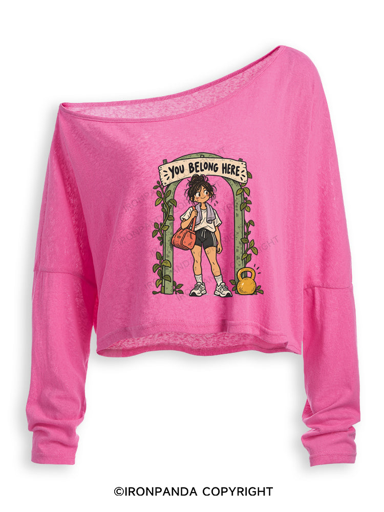You Belong Here Off Shoulder Long Sleeve Crop Top