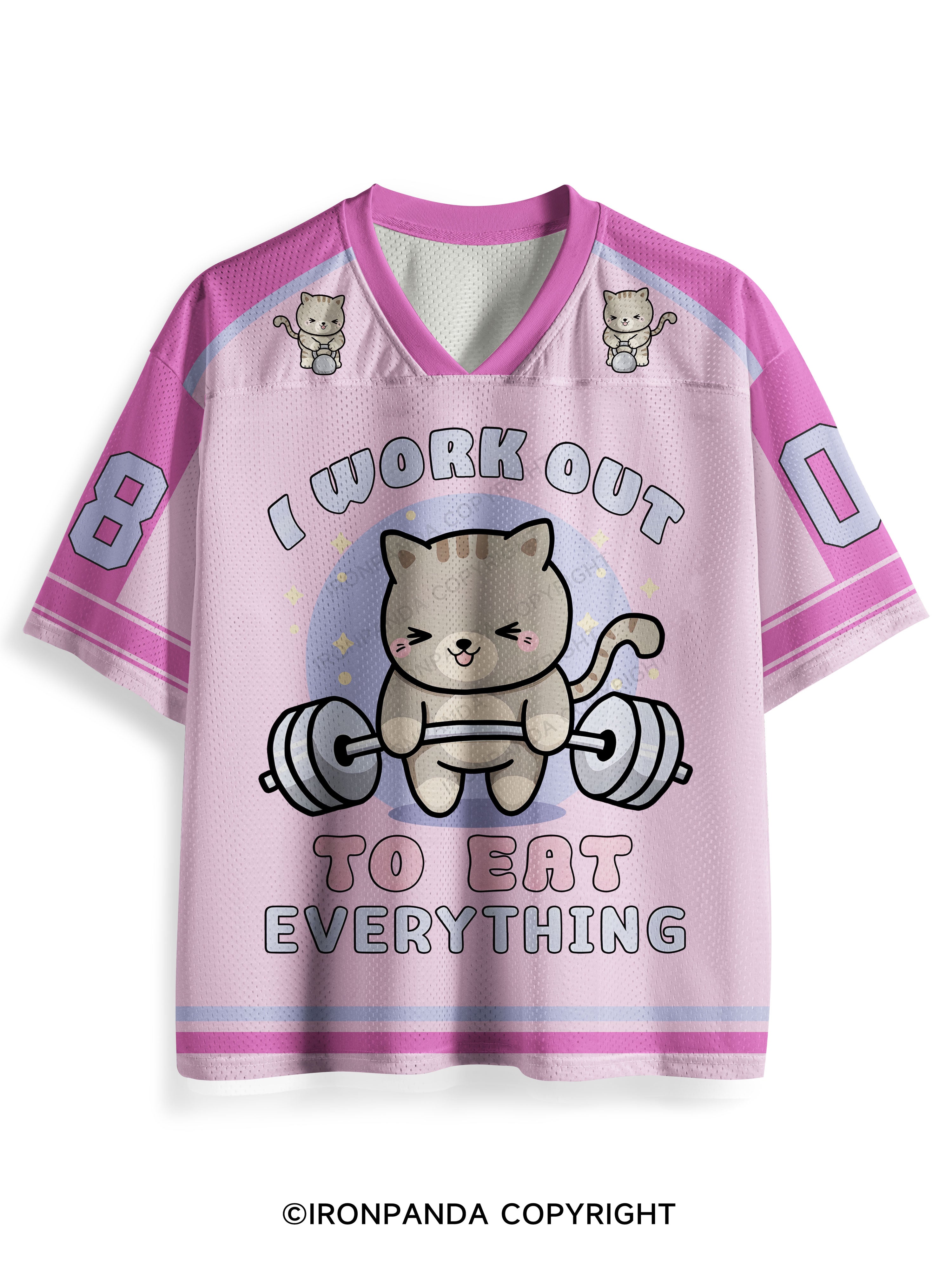I WORK OUT TO EAT EVERYTHING CUTE CAT Mesh Jersey