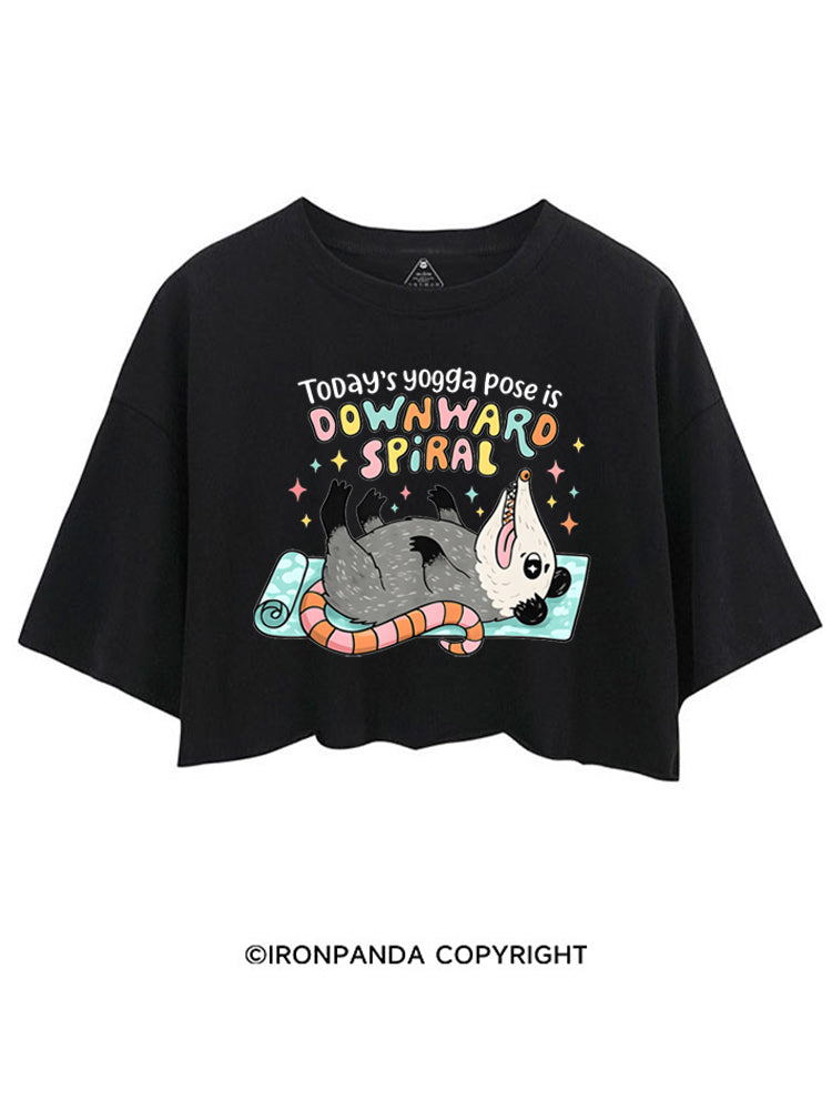 Today's Yoga Pose Is Downward Spiral Opossum CROP TOPS