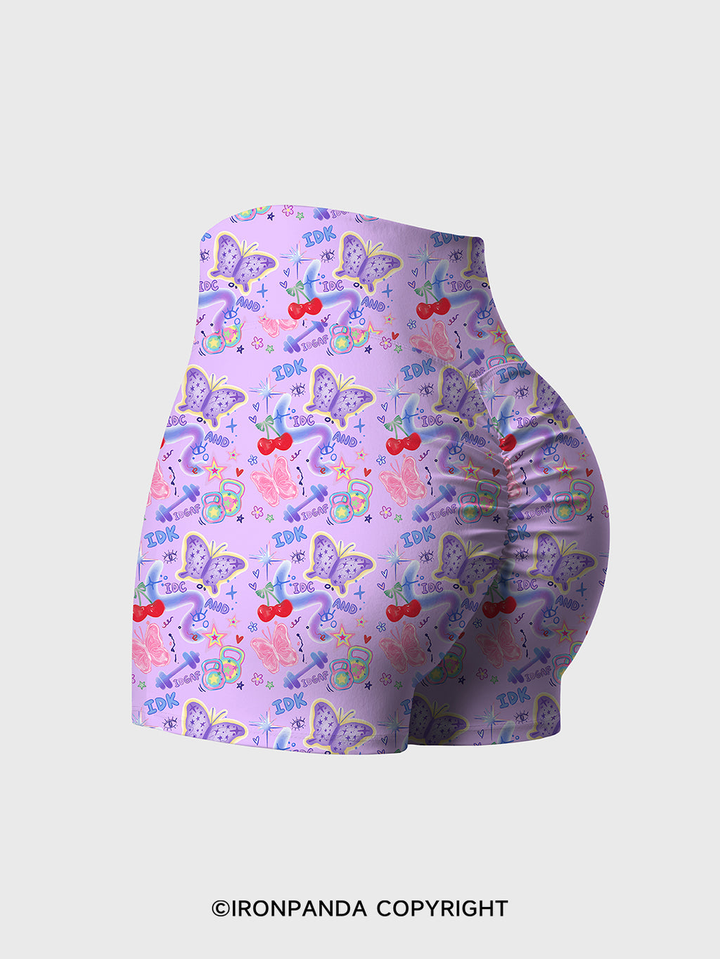 IDK, IDC AND IDGAF Printed Yoga Shorts