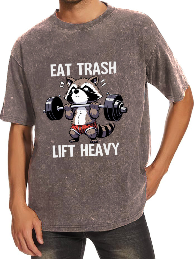 Eat Trash Lift Heavy Washed Gym Shirt