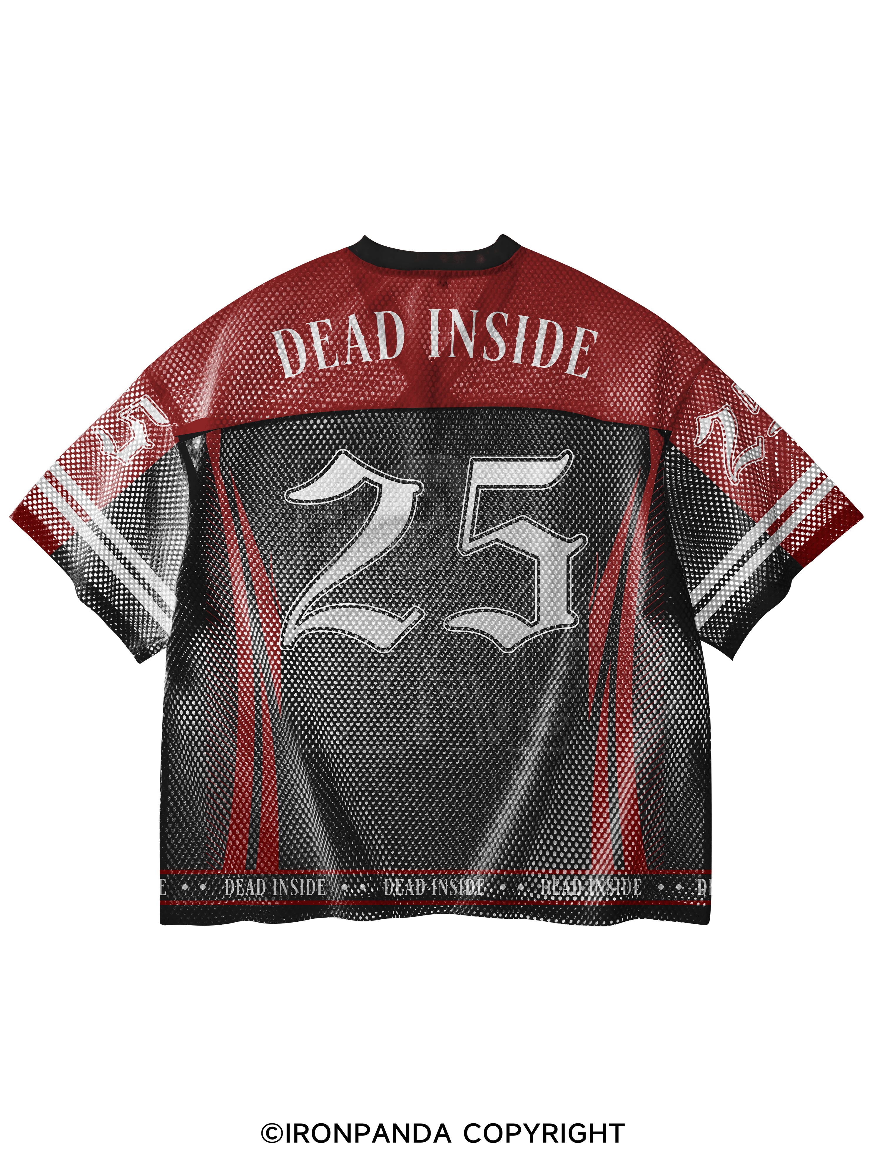 DEAD INSIDE BUT STILL MADE IT TO THE GYM V-Neck Open Hole Mesh Top