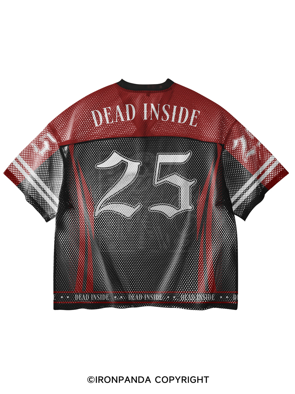 DEAD INSIDE BUT STILL MADE IT TO THE GYM V-Neck Open Hole Mesh Top