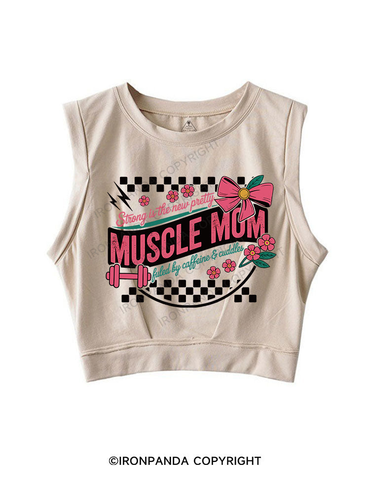 MUSCLE MOM SLEEVELESS CROP TOPS