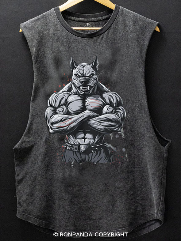 Muscular Pitbull Scoop Bottom Cotton Tank