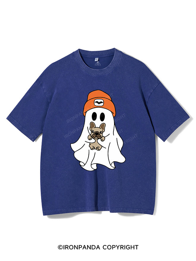 HALLOWEEN GHOST WITH A PUPPY VINTAGE GYM SHIRT