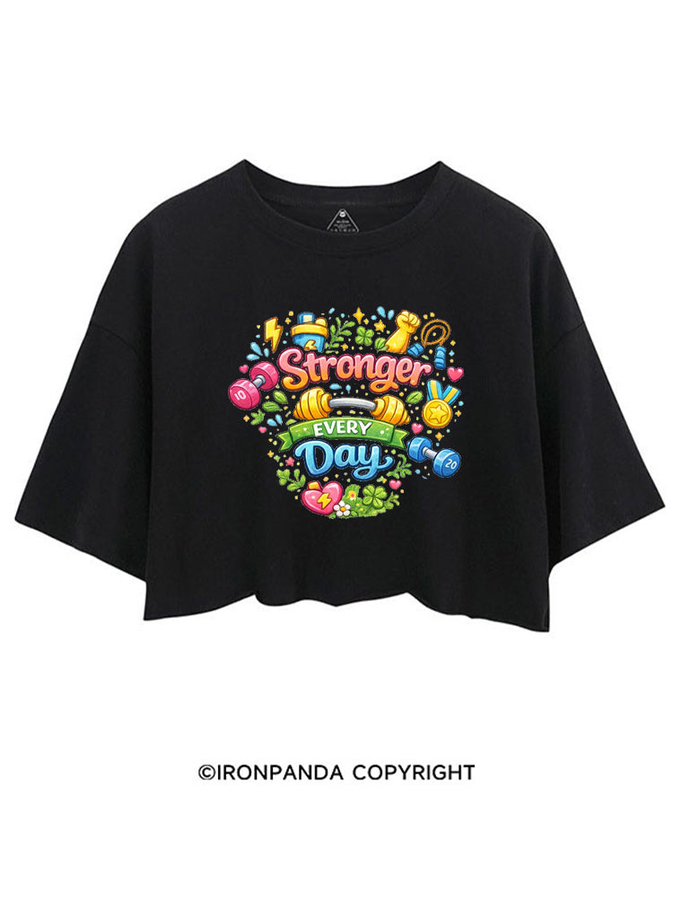 STRONGER EVERY DAY COLORFUL FITNESS CROP TOPS