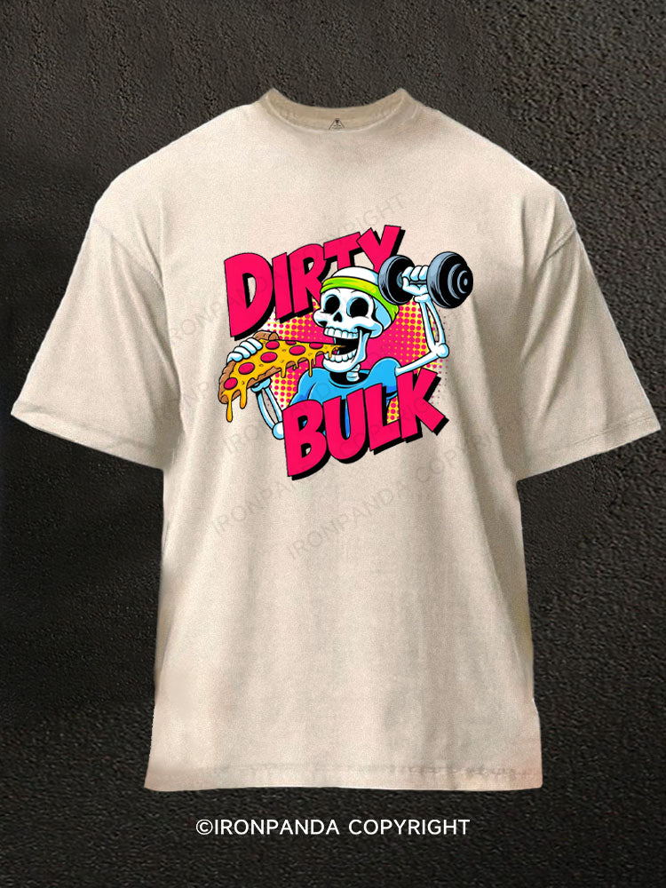 Dirty Bulk Pizza Skeleton Washed Gym Shirt