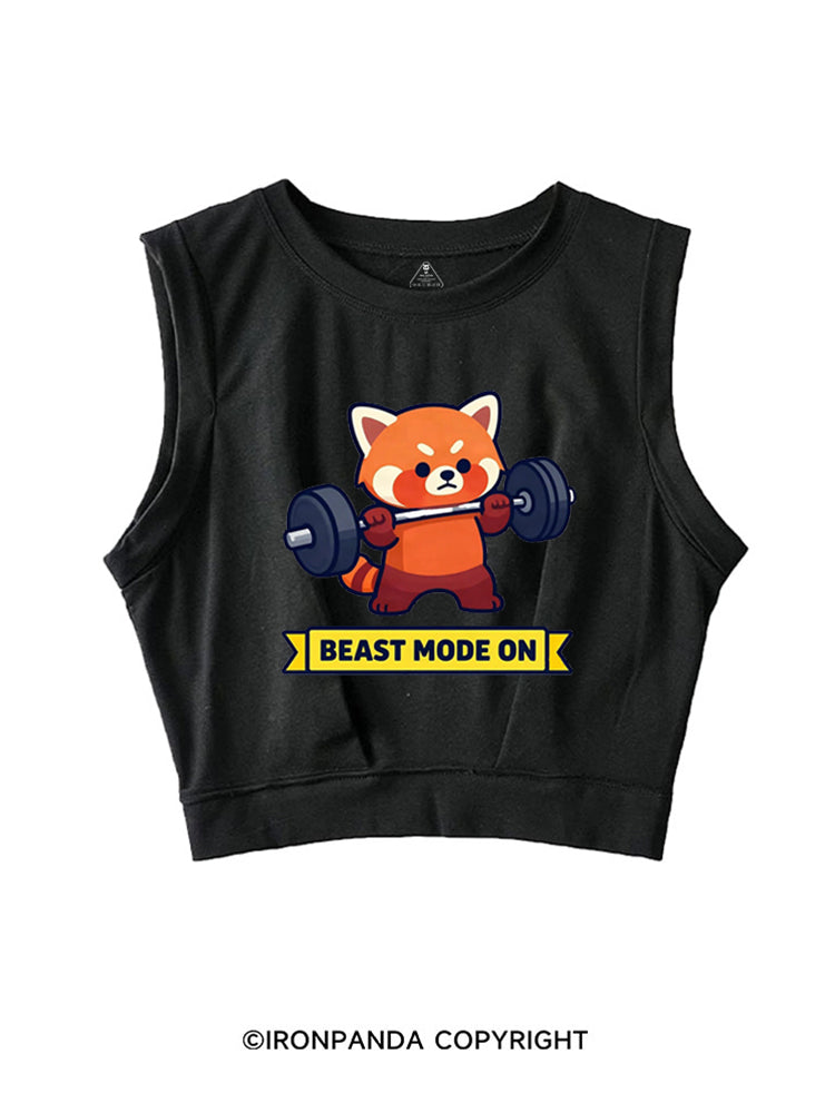 BEAST MODE ON RED PANDA SLEEVELESS CROP TOPS