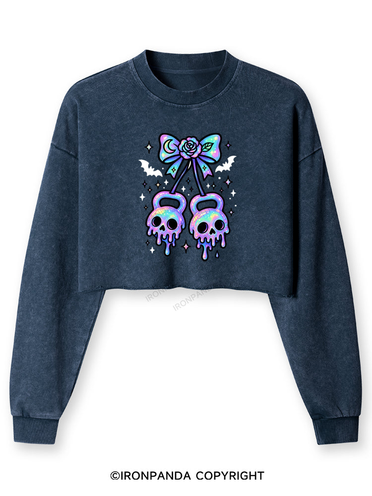 GHOST DRIP KETTLEBELLS Washed Long-Sleeve Crop Top