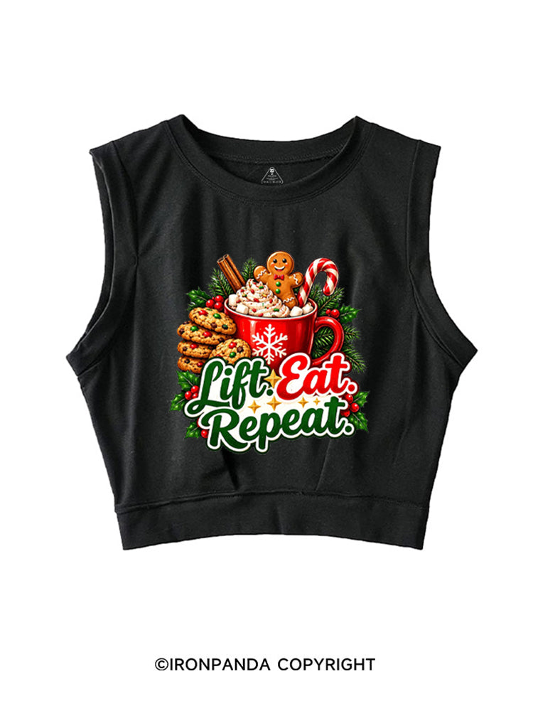 LIFT EAT REPEAT HOT COCOA & COOKIES SLEEVELESS CROP TOPS