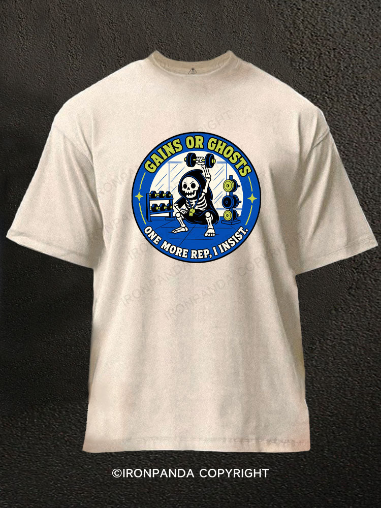 Gains or Ghosts Grim Reaper Washed Gym Shirt
