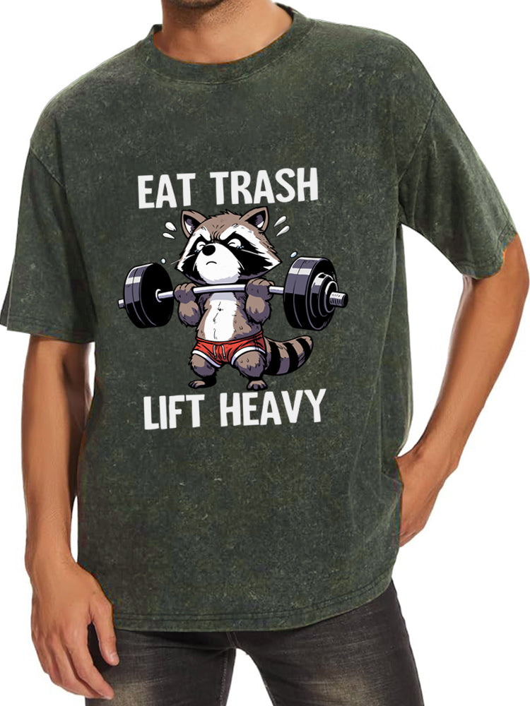 Eat Trash Lift Heavy Washed Gym Shirt