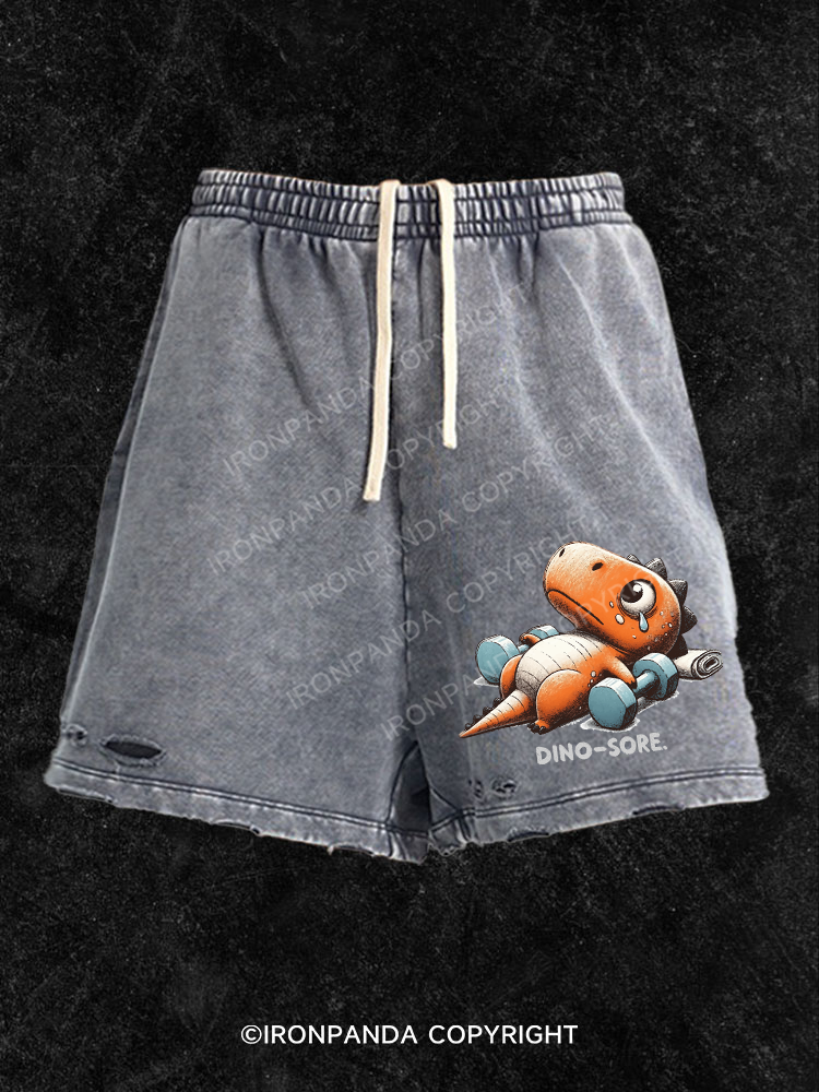 Dino-Sore After Workout Washed Gym Shorts