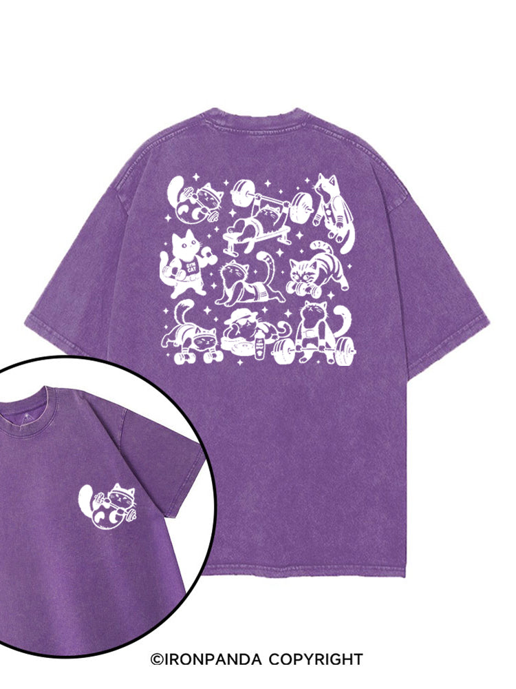 CUTE CAT LIFTING CLUB printed Gym Shirt