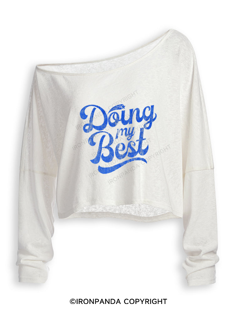 Doing My Athletic Best Off Shoulder Long Sleeve Crop Top
