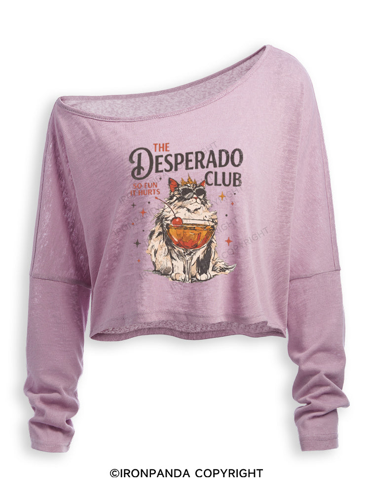 THE DESPERADO CLUB SO FUN IT HURTS Off Shoulder Long Sleeve Crop Top