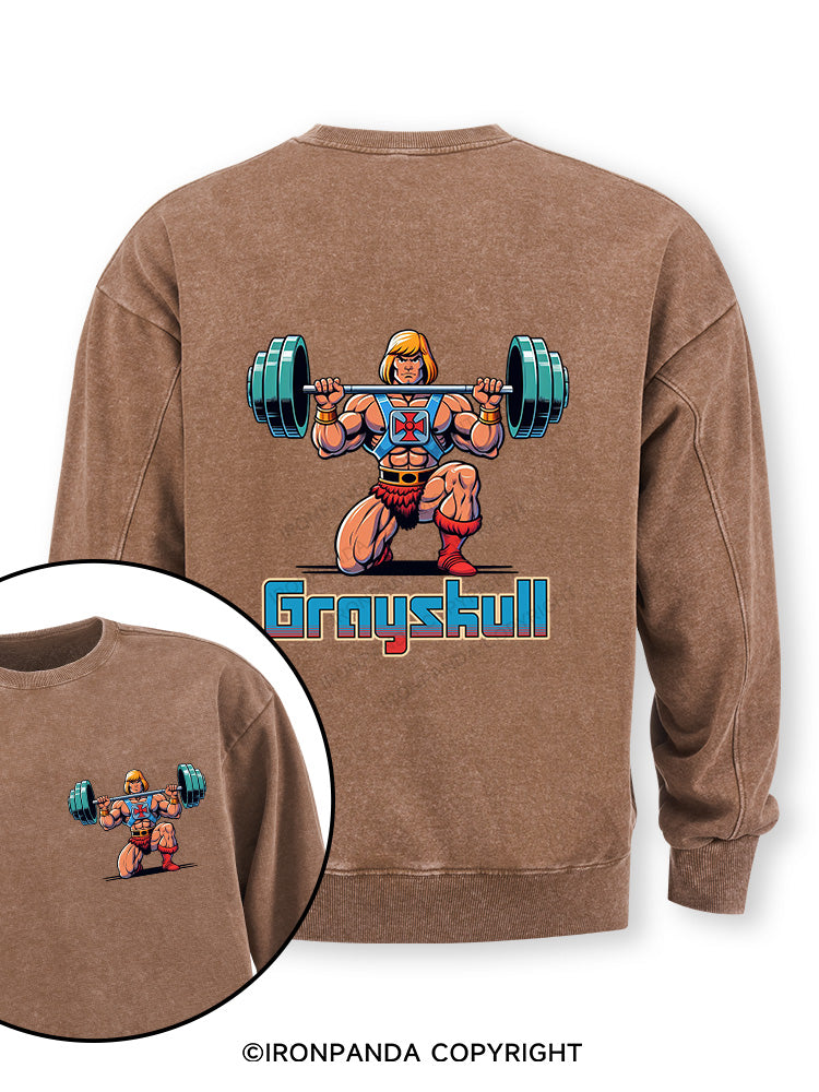 grayskull he man weightliting Double-Sided Printed Washed Sweatshirt